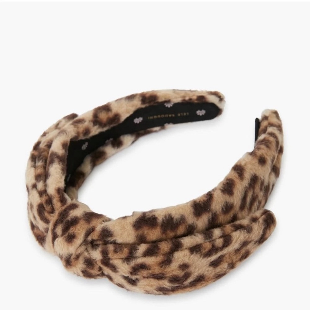 LELE SADOUGHI Veronica Leopard Fleece Bow Headband.